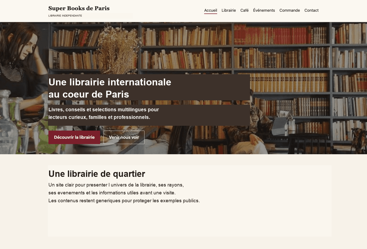 Aperçu du site Super Books de Paris